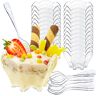 AllBags Set van 48 dessertkopjes, Desert glazen, dessertbekers met lepels, herbruikbare dessertglazen, plastic voor dessert, pudding, mousse, party, dessertkommen (90 ml)