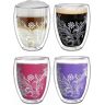 Creano Dubbelwandige glazen 250 ml Flowery White thermoglas met decor dubbelwandige glazen in set van 4