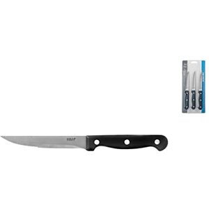 H&H Set van 3 steakmessen, half lemmet, met punt, zwart handvat H&H Set van 3 steakmessen, half lemmet, met punt, zwart handvat