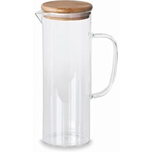Lacor 61953 waterkan van borosilicaatglas deksel bamboe zeef perfect voor limonade, ijskoffie, thee vaatwasmachinebestendig 1 l Lacor 61953 waterkan van borosilicaatglas deksel bamboe zeef perfect voor limonade, ijskoffie, thee vaatwasmachinebestendig 1 l