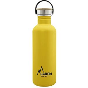 LAKEN Drinkfles, roestvrij staal, basic, 1 l, deksel van staal/bamboe, geel LAKEN Drinkfles, roestvrij staal, basic, 1 l, deksel van staal/bamboe, geel