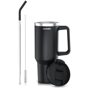Arendo – Drinkfles, thermobeker, dubbelwandig, 1200 ml, vacuümbehuizing van roestvrij staal, lekvrij, luchtdichte sluiting, met rietje, voor warme en koude dranken Arendo – Drinkfles, thermobeker, dubbelwandig, 1200 ml, vacuümbehuizing van roestvrij staal, lekvrij, luchtdichte sluiting, met rietje, voor warme en koude dranken
