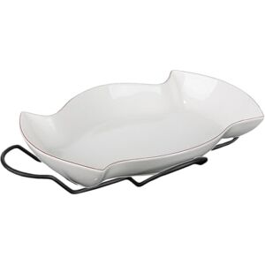 Evviva COMPANY SRL Grote witte serveerschaal van porselein met standaard van staal – geraffineerd en praktisch tafelaccessoire – elegant en doorschijnend design – vaatwasmachinebestendig Evviva COMPANY SRL Grote witte serveerschaal van porselein met standaard van staal – geraffineerd en praktisch tafelaccessoire – elegant en doorschijnend design – vaatwasmachinebestendig