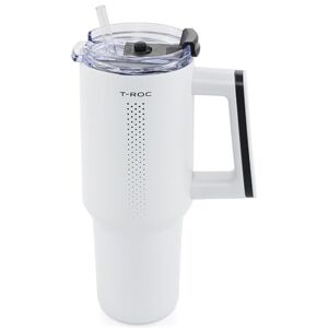 Volkswagen 2GV0696018XP Thermobeker koffiebeker drinkfles drinkbeker 900ml roestvrij staal, grijs, met T-Roc opschrift Volkswagen 2GV0696018XP Thermobeker koffiebeker drinkfles drinkbeker 900ml roestvrij staal, grijs, met T-Roc opschrift