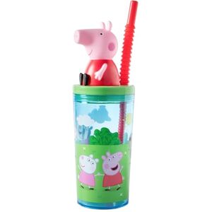 p:os Peppa Pig Drinkbeker met deksel en rietje voor kinderen, 360 ml, kinderdrinkbeker met 3D-figuur, BPA-vrij en geschikt voor koolzuurhoudende dranken p:os Peppa Pig Drinkbeker met deksel en rietje voor kinderen, 360 ml, kinderdrinkbeker met 3D-figuur, BPA-vrij en geschikt voor koolzuurhoudende dranken
