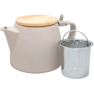 NERTHUS FIH 1613 Porseleinen theepot met theezeef, 500 ml, theepot voor thee en thee, afneembaar roestvrijstalen filter, bamboedeksel, theepot met zeef, grijs NERTHUS FIH 1613 Porseleinen theepot met theezeef, 500 ml, theepot voor thee en thee, afneembaar roestvrijstalen filter, bamboedeksel, theepot met zeef, grijs
