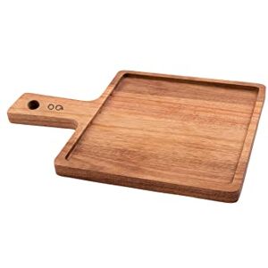 Point-Virgule serveerplank uit acaciahout vierkant met handvat, hamburgerplank, 30x25cm Point-Virgule serveerplank uit acaciahout vierkant met handvat, hamburgerplank, 30x25cm