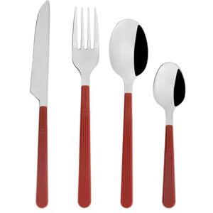 GENEVIEVE LETHU Bestekset 16-delig roestvrij staal serie CORDEROY kleur rood met kunststof handvat met 4 messen L 22 cm, 4 vorken L 20,5 cm, 4 eetlepels L 20 cm en 4 theelepels L 14,5 cm GENEVIEVE LETHU Bestekset 16-delig roestvrij staal serie CORDEROY kleur rood met kunststof handvat met 4 messen L 22 cm, 4 vorken L 20,5 cm, 4 eetlepels L 20 cm en 4 theelepels L 14,5 cm