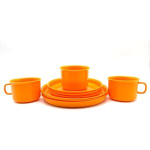 Kimmel Servies set servies koffieservies plastic servies elk 3x kopjes, borden 14 cm en borden 18 cm kunststof oranje Kimmel Servies set servies koffieservies plastic servies elk 3x kopjes, borden 14 cm en borden 18 cm kunststof oranje