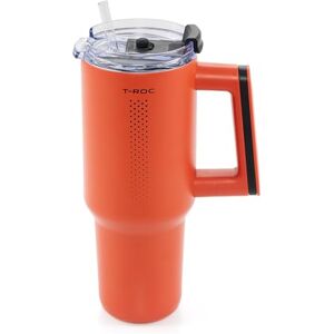 Volkswagen 2GV069601645 thermobeker koffiebeker drinkfles drinkbeker 900ml roestvrij staal, rood, met T-Roc opschrift Volkswagen 2GV069601645 thermobeker koffiebeker drinkfles drinkbeker 900ml roestvrij staal, rood, met T-Roc opschrift