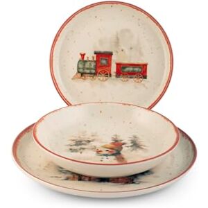 H&H 18-delige kerstservies set van steengoed Santa Express H&H 18-delige kerstservies set van steengoed Santa Express