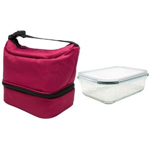 NERTHUS FIH 1505 zwarte thermische lunchtas handtasmodel met glazen vershouddoos 1 l dubbel compartiment ideaal voor werk kantoor NERTHUS FIH 1505 zwarte thermische lunchtas handtasmodel met glazen vershouddoos 1 l dubbel compartiment ideaal voor werk kantoor