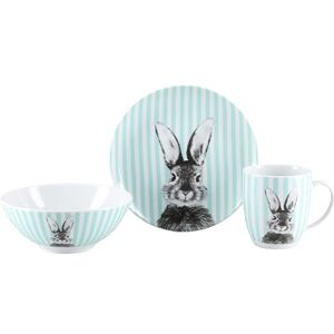 Creatable , 25216, serie Happy Bunny groen, 3-delige paasserviesset van porselein, vaatwasser- en magnetronbestendig, Made in Europe Creatable , 25216, serie Happy Bunny groen, 3-delige paasserviesset van porselein, vaatwasser- en magnetronbestendig, Made in Europe