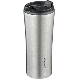 Relaxdays drinkfles rvs, 400 ml, koffiebeker, warm en koud, koffie, thee, lekvrij deksel, rvs, BPA-vrij, zilver/zwart Relaxdays drinkfles rvs, 400 ml, koffiebeker, warm en koud, koffie, thee, lekvrij deksel, rvs, BPA-vrij, zilver/zwart