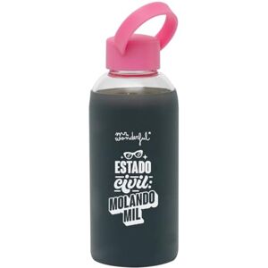 Mr. Wonderful Fles – familiestand: Molando Mill – BPA-vrije glazen fles met siliconen band – inhoud 470 ml Mr. Wonderful Fles – familiestand: Molando Mill – BPA-vrije glazen fles met siliconen band – inhoud 470 ml