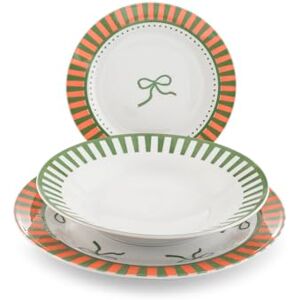 H&H Tafelservies Candy van porselein, versierd, vleugelvorm, 18 stuks – 6 platte borden van 27 cm, 6 diepe borden van 23 cm, 6 fruit 19,5 cm – geschikt voor vaatwasser en magnetron H&H Tafelservies Candy van porselein, versierd, vleugelvorm, 18 stuks – 6 platte borden van 27 cm, 6 diepe borden van 23 cm, 6 fruit 19,5 cm – geschikt voor vaatwasser en magnetron