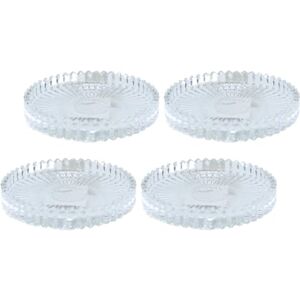 Dekohelden24 Kaarsenbord/kaarsenonderzetter/kaarsenhouder/onderzetters van glas in set van 4, rond, helder/transparant, afmetingen H/Ø ca. 1,5 x 10 cm Dekohelden24 Kaarsenbord/kaarsenonderzetter/kaarsenhouder/onderzetters van glas in set van 4, rond, helder/transparant, afmetingen H/Ø ca. 1,5 x 10 cm