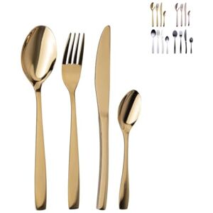 Galileo Casa Manhattan bestekset 16-delig roestvrij staal 18/0 goud gepolijst Galileo Casa Manhattan bestekset 16-delig roestvrij staal 18/0 goud gepolijst