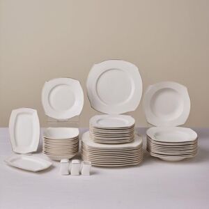 KARACA Wave 53-delig tafelservies voor 12 personen, elegant bone-porselein met borden, schalen, vierkante serveerborden, zout- en pepervaatjes, elegant en perfect voor speciale gelegenheden KARACA Wave 53-delig tafelservies voor 12 personen, elegant bone-porselein met borden, schalen, vierkante serveerborden, zout- en pepervaatjes, elegant en perfect voor speciale gelegenheden
