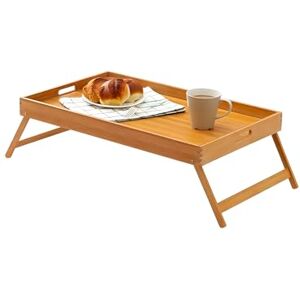 Avilia Ontbijtdienblad van bamboe met handgrepen en inklapbare poten, perfect voor comfortabel eten in bed, 65 x 30 x 23 cm Avilia Ontbijtdienblad van bamboe met handgrepen en inklapbare poten, perfect voor comfortabel eten in bed, 65 x 30 x 23 cm