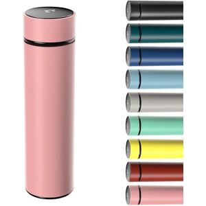 Homealexa 500 ml koffiebekers reismokken, roze waterfles vacuüm isolerende beker 304 roestvrij staal, touchscreen temperatuurmeter, slimme mok voor warmte en kou Homealexa 500 ml koffiebekers reismokken, roze waterfles vacuüm isolerende beker 304 roestvrij staal, touchscreen temperatuurmeter, slimme mok voor warmte en kou