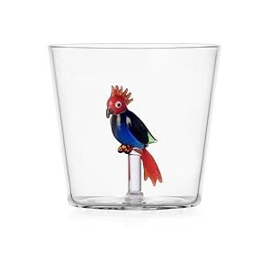 Ichendorf Milano Tumbler Kakadu, rood en blauw, collectie Talking Trees, 30 cl, borosilicaatglas, handgemaakt Ichendorf Milano Tumbler Kakadu, rood en blauw, collectie Talking Trees, 30 cl, borosilicaatglas, handgemaakt