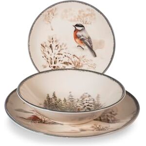 H&H Symphony Kerstservies, 18-delig, van aardewerk, elegant winterservies met sneeuwlandschap en dieren, vaatwasser- en magnetronbestendig H&H Symphony Kerstservies, 18-delig, van aardewerk, elegant winterservies met sneeuwlandschap en dieren, vaatwasser- en magnetronbestendig
