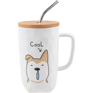 lachineuse Mug hondencollectie – de coole hond – met deksel, rietje en lepel – inhoud: lachineuse Mug hondencollectie – de coole hond – met deksel, rietje en lepel – inhoud: