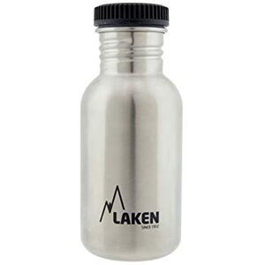 LAKEN roestvrijstalen fles met zwarte draadstekker en 500 ml brede mond, staal LAKEN roestvrijstalen fles met zwarte draadstekker en 500 ml brede mond, staal