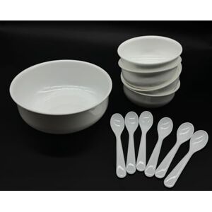 Kimmel Kom Set 11-delig kleur wit, 1 kom 17 cm + 4 compoteschalen 10 cm met lepel dessertkom partyservies kinderservies campingservies plastic servies kunstservies Kimmel Kom Set 11-delig kleur wit, 1 kom 17 cm + 4 compoteschalen 10 cm met lepel dessertkom partyservies kinderservies campingservies plastic servies kunstservies