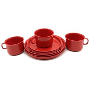 Kimmel Servies set servies koffieservies plastic servies elk 3x kopjes, borden 14 cm en borden 18 cm kunststof plastic rood Kimmel Servies set servies koffieservies plastic servies elk 3x kopjes, borden 14 cm en borden 18 cm kunststof plastic rood