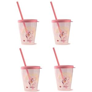 Snips Set van 4 drinkbekers met rietje, 0,385 l, drinkbekers met rietje, kinderbeker, eenhoorndecoratie, Made in Italy, 0% BPA Snips Set van 4 drinkbekers met rietje, 0,385 l, drinkbekers met rietje, kinderbeker, eenhoorndecoratie, Made in Italy, 0% BPA