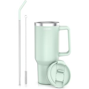 Arendo – Drinkfles, thermobeker, dubbelwandig, 1200 ml, vacuümbehuizing van roestvrij staal, lekvrij, luchtdichte sluiting, met rietje, voor warme en koude dranken Arendo – Drinkfles, thermobeker, dubbelwandig, 1200 ml, vacuümbehuizing van roestvrij staal, lekvrij, luchtdichte sluiting, met rietje, voor warme en koude dranken