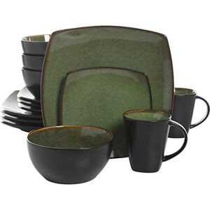 Gibson Soho Lounge Vierkant Reactief Glazuur Aardewerk Servies Set, Service voor 4 (16st), Groen Gibson Soho Lounge Vierkant Reactief Glazuur Aardewerk Servies Set, Service voor 4 (16st), Groen