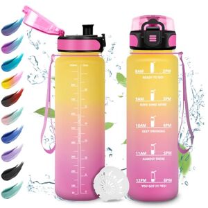 KollyKolla Drinkfles, 1 liter, motiverende drinkfles met filter, lekvrije waterfles, gemakkelijk te openen, sportwaterfles met tijdweergave, drinkfles voor volwassenen, fitness, fietsen, school KollyKolla Drinkfles, 1 liter, motiverende drinkfles met filter, lekvrije waterfles, gemakkelijk te openen, sportwaterfles met tijdweergave, drinkfles voor volwassenen, fitness, fietsen, school