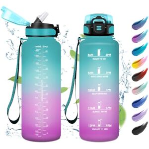 KollyKolla Drinkfles, sport, 1,5 l, lekvrij, geschikt voor koolzuurhoudende dranken, drinkfles met tijdmarkering, waterfles met rietje, sportfles voor outdoor, gym, camping, fiets, fitness KollyKolla Drinkfles, sport, 1,5 l, lekvrij, geschikt voor koolzuurhoudende dranken, drinkfles met tijdmarkering, waterfles met rietje, sportfles voor outdoor, gym, camping, fiets, fitness