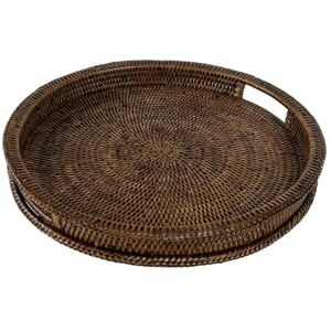 LA PORCELLANA BIANCA Botanio Brown dienblad rond diameter 40 cm, rotan LA PORCELLANA BIANCA Botanio Brown dienblad rond diameter 40 cm, rotan