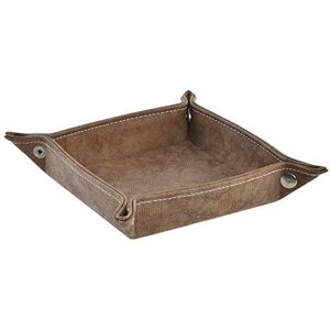DRW Dienblad, vierkant, kunstleer, bruin, 18 x 18 x 4 cm DRW Dienblad, vierkant, kunstleer, bruin, 18 x 18 x 4 cm