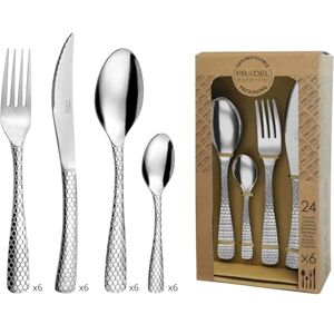 Pradel Essentiel Bestekset met 24 tafelbestek voor 6 personen Capsule 18/0 roestvrij staal, standaard afwerking RVS Pradel Essentiel Bestekset met 24 tafelbestek voor 6 personen Capsule 18/0 roestvrij staal, standaard afwerking RVS