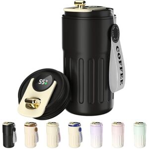 Homealexa Koffiemok met digitaal display, thermosflessen, 410 ml, 316 roestvrij staal, geïsoleerde vacuüm-thermobeker, lekvrij, reisbeker met deksel voor koffie Homealexa Koffiemok met digitaal display, thermosflessen, 410 ml, 316 roestvrij staal, geïsoleerde vacuüm-thermobeker, lekvrij, reisbeker met deksel voor koffie