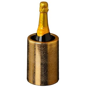 ABEL DESIGN , Wijnkoeler 1 fles, wijnfleshouder van slagvast kunststof, flessenhouder metallic, goud, buitenmaat 12,5 cm, binnenmaat 9,5 cm, hoogte 18 cm, gemaakt in Italië ABEL DESIGN , Wijnkoeler 1 fles, wijnfleshouder van slagvast kunststof, flessenhouder metallic, goud, buitenmaat 12,5 cm, binnenmaat 9,5 cm, hoogte 18 cm, gemaakt in Italië