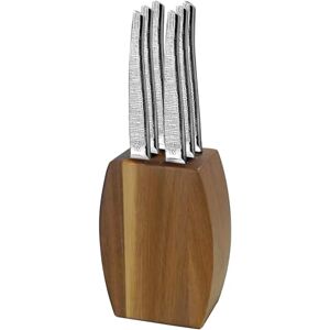 Lou Laguiole Blok van acaciahout met 6 steakmessen Jet 13 C roestvrij staal, textielafwerking 9 x 5 x 12 cm Hout Lou Laguiole Blok van acaciahout met 6 steakmessen Jet 13 C roestvrij staal, textielafwerking 9 x 5 x 12 cm Hout