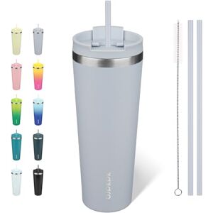 BJPKPK 780 ml roestvrij staal geïsoleerde beker met deksel en stro reizen koffie thermische bekers beker voor vrouwen en mannen, modern blauw BJPKPK 780 ml roestvrij staal geïsoleerde beker met deksel en stro reizen koffie thermische bekers beker voor vrouwen en mannen, modern blauw