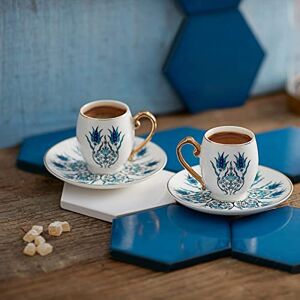 KARACA Iznik Set van 2 koffiekopjes 90 cc, kleine porseleinen espressokoppen en schotels, Turkse koffiekopje, set van 2 Demitasse kopjes 3 oz Ounce voor speciale koffiedrankjes, enkel/dubbel espresso-set KARACA Iznik Set van 2 koffiekopjes 90 cc, kleine porseleinen espressokoppen en schotels, Turkse koffiekopje, set van 2 Demitasse kopjes 3 oz Ounce voor speciale koffiedrankjes, enkel/dubbel espresso-set