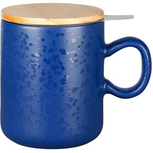 GENEVIEVE LETHU 536234 Theepot 45 cl van aardewerk met theezeef theekop, kruidenthee met grenen deksel en roestvrijstalen zeef donkerblauw middernacht collectie GENEVIEVE LETHU 536234 Theepot 45 cl van aardewerk met theezeef theekop, kruidenthee met grenen deksel en roestvrijstalen zeef donkerblauw middernacht collectie