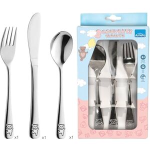 Amefa 3-delige bestekset voor kinderen Happy Bear 18/0 roestvrij staal, spiegelafwerking roestvrij staal (dikte 2,3 mm) Amefa 3-delige bestekset voor kinderen Happy Bear 18/0 roestvrij staal, spiegelafwerking roestvrij staal (dikte 2,3 mm)