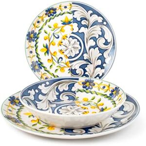 H&H Faenza Tafelservies, 18-delig, porselein, mediterrane zomerdecoratie, elegante borden voor 6 personen, vaatwasmachinebestendig en magnetronbestendig H&H Faenza Tafelservies, 18-delig, porselein, mediterrane zomerdecoratie, elegante borden voor 6 personen, vaatwasmachinebestendig en magnetronbestendig