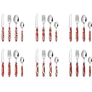 Excelsa Mandala Red 24-delige bestekset voor 6 personen, roestvrij staal 18/0, handvat gekleurd Excelsa Mandala Red 24-delige bestekset voor 6 personen, roestvrij staal 18/0, handvat gekleurd
