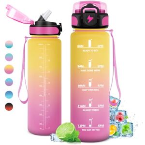KollyKolla Drinkfles, 1 liter, drinkfles met rietje, lekvrije fitnessfles, sportwaterfles met tijdweergave, motiverende drinkfles voor volwassenen, fiets, reizen KollyKolla Drinkfles, 1 liter, drinkfles met rietje, lekvrije fitnessfles, sportwaterfles met tijdweergave, motiverende drinkfles voor volwassenen, fiets, reizen