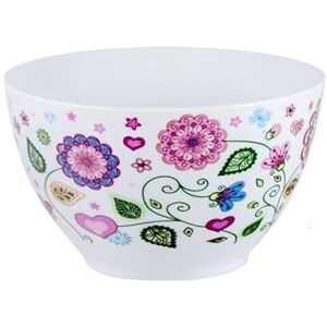 DRW Set van 4 porseleinen schalen met roze bloemen, beker: 14 x 14 x 8,5 cm DRW Set van 4 porseleinen schalen met roze bloemen, beker: 14 x 14 x 8,5 cm